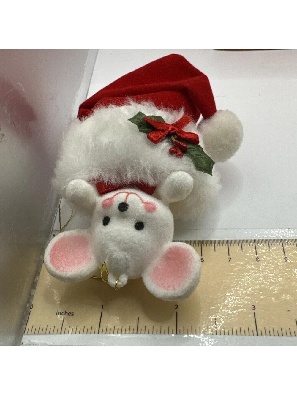 Vintage Avon Christmas Ornament Peek-A-Boo Mouse Ornament Red Santa's Hat W/ Box